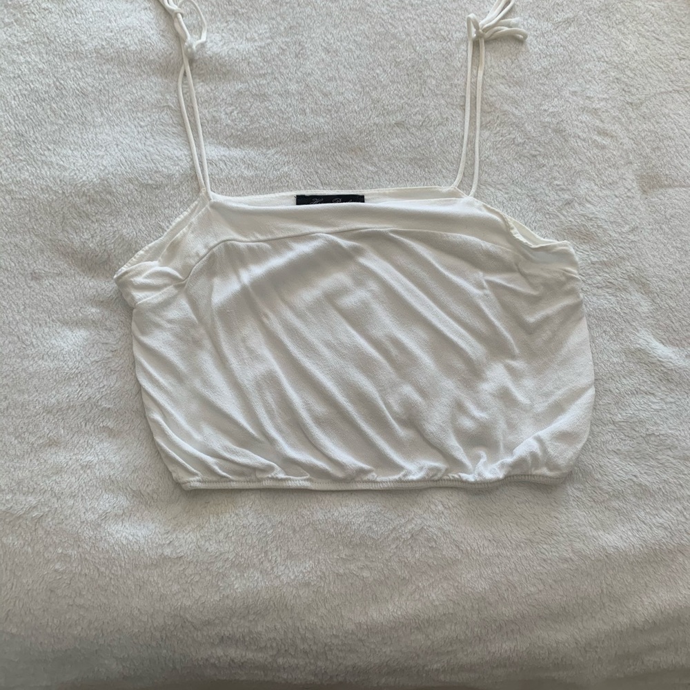 White semi sheer crop top